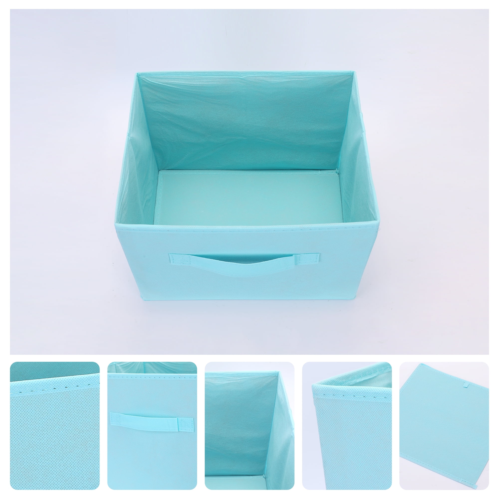 Unique Bargains Fabric Storage Cube Storage Bin Light Blue 11.8*11.8*5.9in