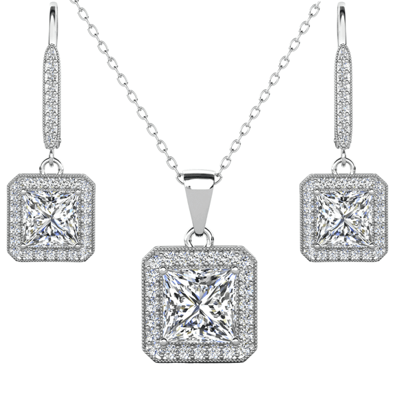 Cate & Chloe Ivy 18k White Gold Plated Jewelry Set with Simulated Diamond Crystals Gift for Women