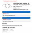 thumbnail image 2 of Parking Brake Cable - Compatible with 2002 - 2006 Chevy Avalanche 1500 2003 2004 2005, 2 of 2