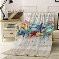 thumbnail image 4 of Coastal Beach Throw Blankets, Nautical Ocean Seashell Coral Starfish Soft Fleece Blanket Decorative for Home Sofa Couch Chair Living Bedroom,40x50 Inches, Brown Aqua Summer, 4 of 6