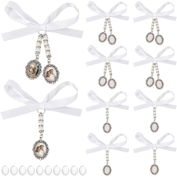 Clear PH Oval Bridal Charm Silver Lace Angel Wedding Memorial Photo Charm