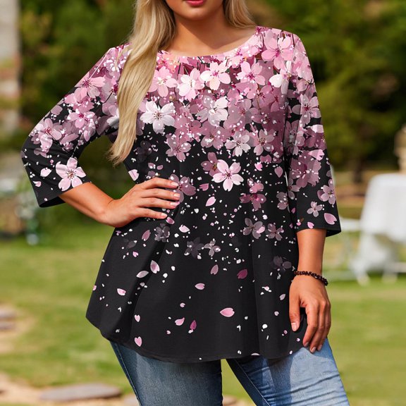 Summer Savings Clearance T-Shirt Blouse Sawvnm Fashion Woman Casual Solid Blouse Round Neck Short Sleeve T-Shirt Summer Plus Size Tops for Women Dark Blue XL