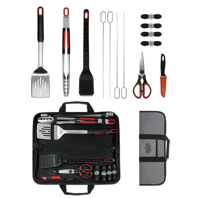 Expert Grill 18 Pieces Stainless Steel Soft Grip BBQ Grill Tool Set Walmart