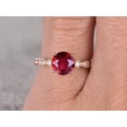 thumbnail image 3 of 1.5 ct Red Ruby 6mm Round Cut And Moissanite Diamond Engagement Ring in 10k Rose Gold for her, 3 of 5