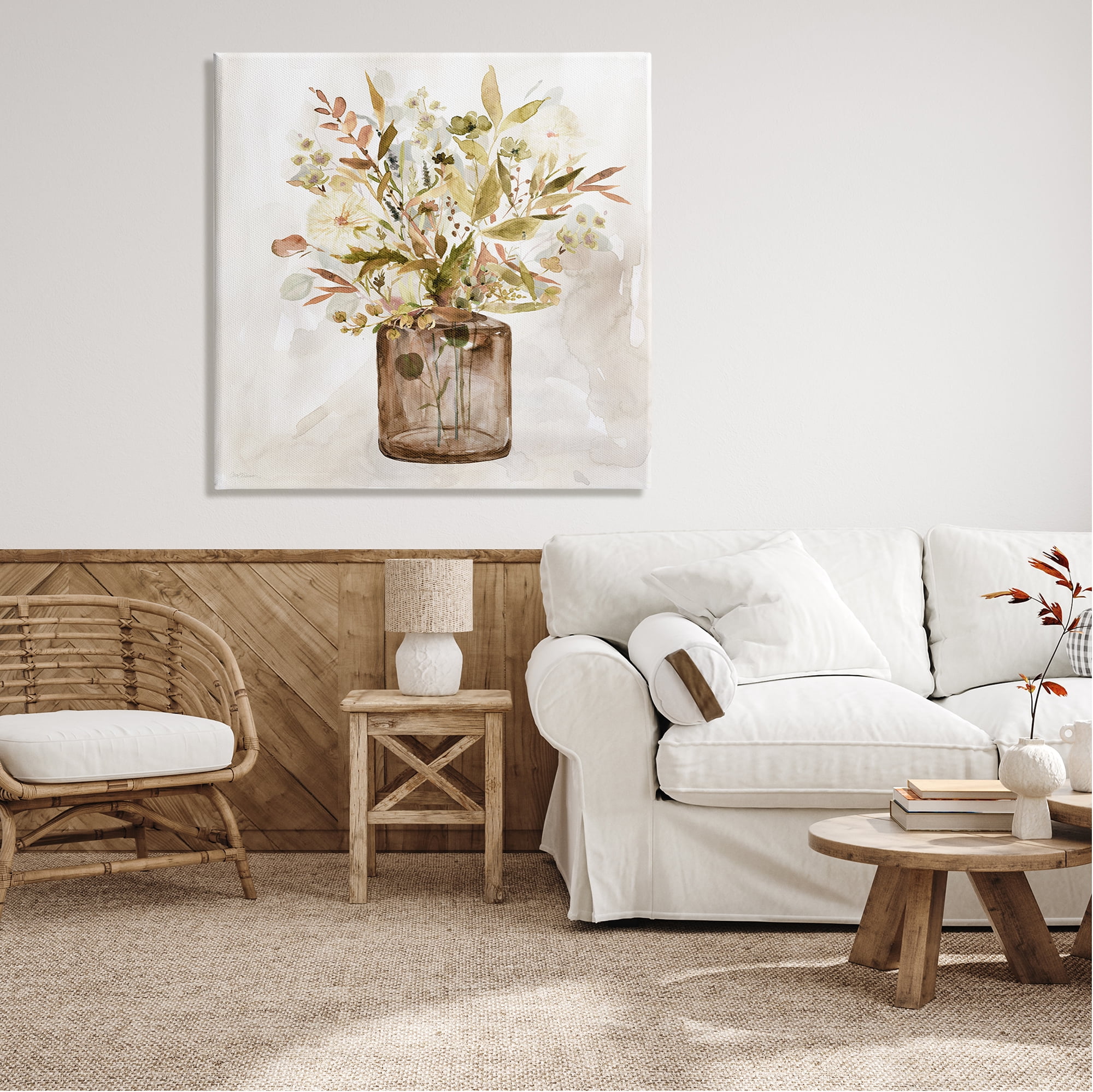 Stupell Industries Earthy Mixed Botanicals Floral Blossoms Watercolor Detail Painting Gallery Wrapped Canvas Print Wall Art, Design by Carol Robinson