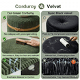 thumbnail image 4 of Pinmoco Corduroy Round Storage Ottoman Set of 2, Upholstered Vanity Stool, Foot Stool with Decorative Strap for Living Room Bedroom, Olive Green & Beige, 4 of 8