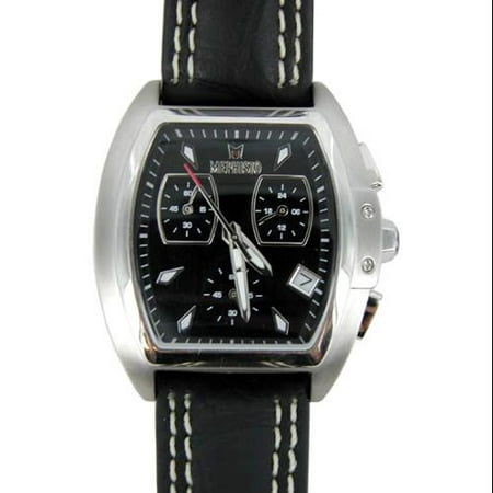 $385 Mephisto Women's Stainless Steel Black Leather Band Chronograph Watch