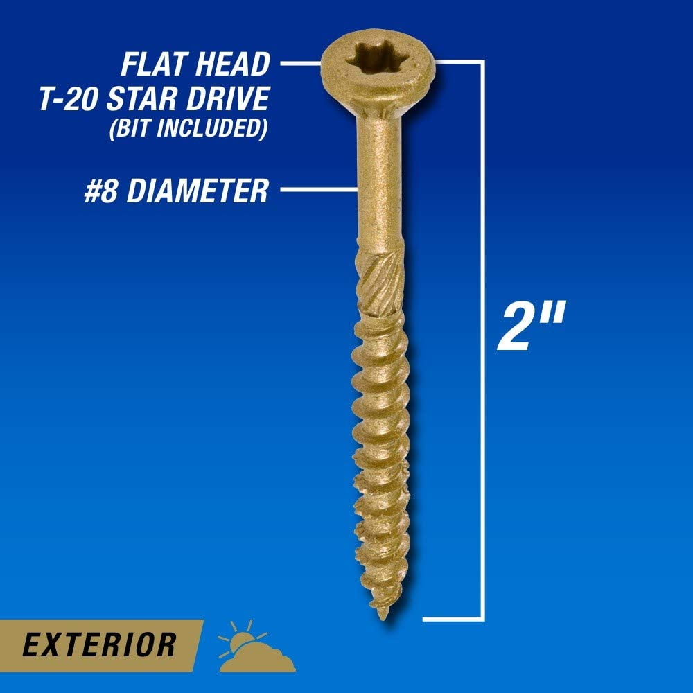 Hillman Power Pro #8 x 2 In. Bronze Ceramic Flat Head Star Exterior Wood Screw (3000 Ct., 1/4 Keg)