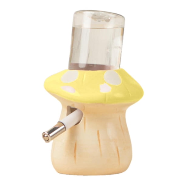 Botella de agua de cerámica con forma de hámster, diseño de dibujos animados, fácil de limpiar, a prueba de fugas y decorativa con forma de hongo. amarillo claro