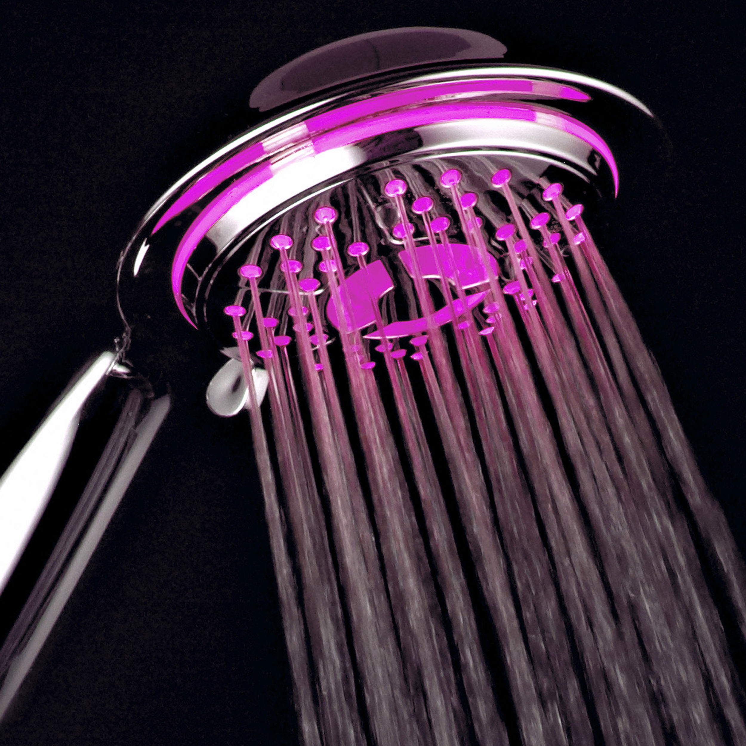PowerSpa All-Chrome LED Handheld Shower with Air Jet LED Turbo Pressure-Boost Nozzle Technology