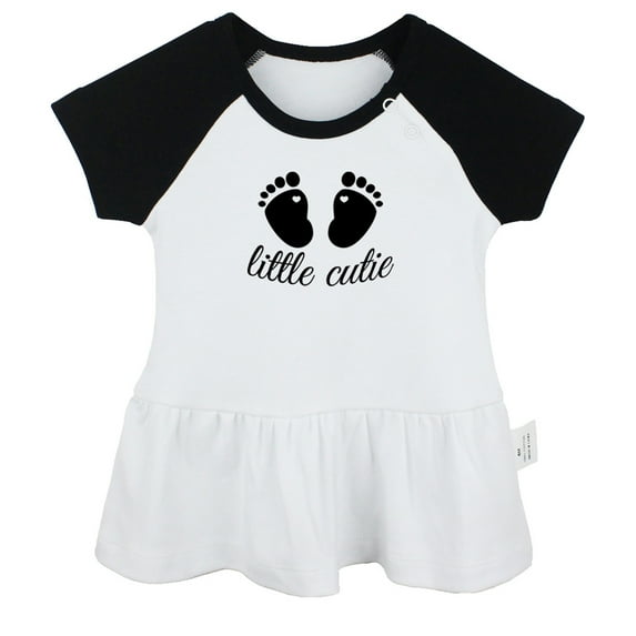 Little Cutie Novelty Dresses For Baby, Newborn Babies Skirts, Infant Princess Dress, 0-24M Kids Graphic Clothes (Black Raglan Dresses, 6-12 Months)