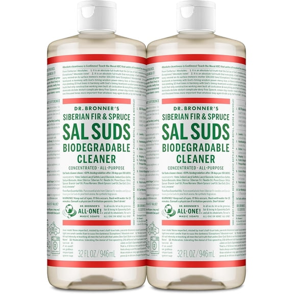 Sal Suds Biodegradable Cleaner (32oz, 2-Pack) – Concentrated All Purpose Cleaning Solution & Mop Soap, For Floors, Laundry & Dishes – Powerful Formula Made with Plant-Based Surfactants