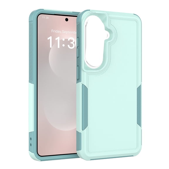 HBMYN for Samsung Galaxy S26 Case with Screen Protector Camera Lens Cover,Military Grade Heavy Duty Shockproof Phone Cover with Wrist Lanyard Strap for Samsung S26,Mint Green