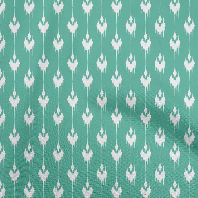 oneOone Silk Tabby Sea Green Fabric Asian Ikat Craft Projects Decor Fabric Printed By The Yard 42 Inch Wide