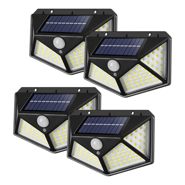 Luces solares para exteriores Paquete de 4 luces de seguridad con ángulo de iluminación mejorado