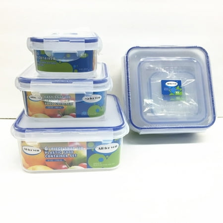 All For You BPA Free Plastic Food Container Set with Locking Lids - Safe for Dishwasher and Freezer - Snap On Lids Keep Food Fresh with Airtight Seal (Set of 3 (Best Containers To Keep Vegetables Fresh)