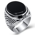 thumbnail image 1 of Anillo turco hecho a mano para hombres, anillos de circón negro con patrón de águila Vintage, Punk, joyería musulmana religiosa islámica de moda, nuevo, 2022, 1 of 4