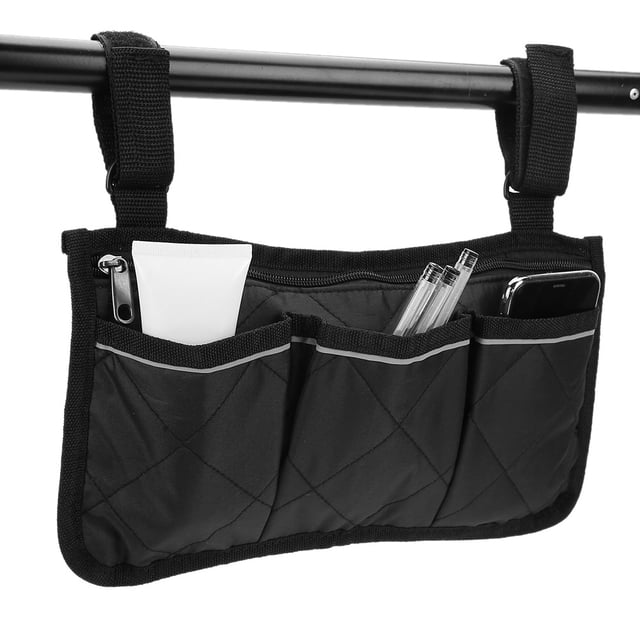 Wheelchair Bag Multiple Pockets Trolley Armrest Storage Organizer Storage Bag Large Capacity Purse for Wheelchair Cart Mounted Systems