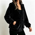 thumbnail image 6 of Bexdxz Zip Up Hoodie Women Velvet Elegant Oversized Long Sleeve Hooded Sweatshirt | Womens Hoodies Pullover 2026 Velvet Oversized Loose Fit Full Zip Hooded Black L, 6 of 6