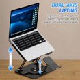 thumbnail image 3 of ASKITO Cooling Laptop Stand, 2-in-1 Phone/Laptop Stand for 10"-17'' Notebook, 360° Rotatable Height Adjustable & Foldable Protable, Black, 3 of 8