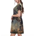 thumbnail image 2 of Naloa Jungle Dinosaur Print Womens Summer A-Line Dress with Pockets,Short Sleeve Dresses,Flowy Beach Swing Dress for Vacation Travel, 2 of 6