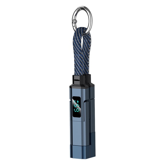 Njshnmn 4 in 1 USB C Keychain Charger Cable,65W Fast Charging Short Phone Lanyard Data Cable Light-ning/Type-C/USB-A/USB-C,Portable Charge Digital Display Cord D