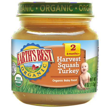 Earth's Best Organic Stage 2 Baby Food, Harvest Squash Turkey, 4 oz.