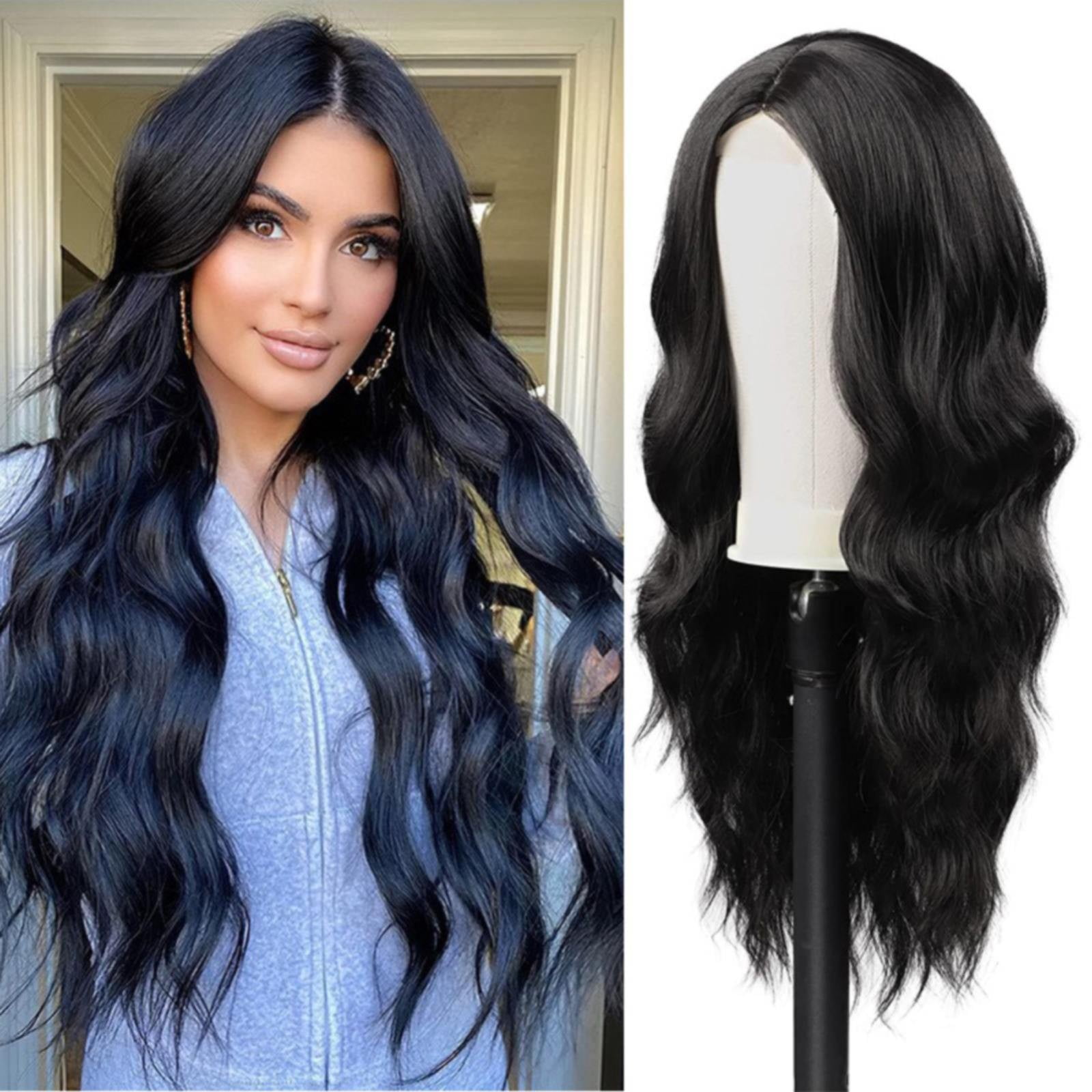 Little Lace Gradual Color Long Curly Hair Wig with Natural Medium Part Wavy Synthetic Headwear for Women