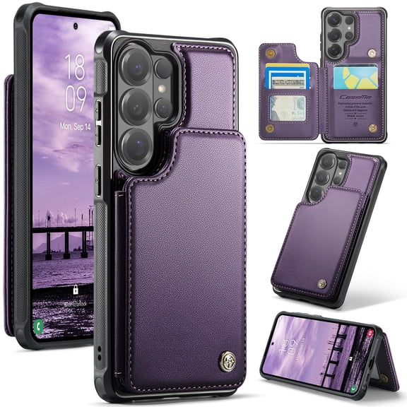 For Samsung Galaxy S26 Ultra Case, PU Leather Wallet Case for Women Men with RFID Blocking Card Holder Slot Magnetic Closure Shockproof Protective Phone Cover for Galaxy S26 Ultra
