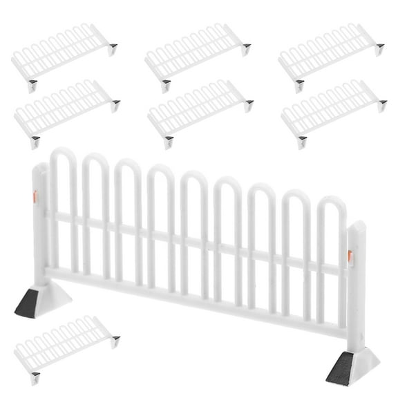 MLINS 8 Pcs Temporary Fence Traffic Roadblock Toy 6.30X2.80X1.20CM White