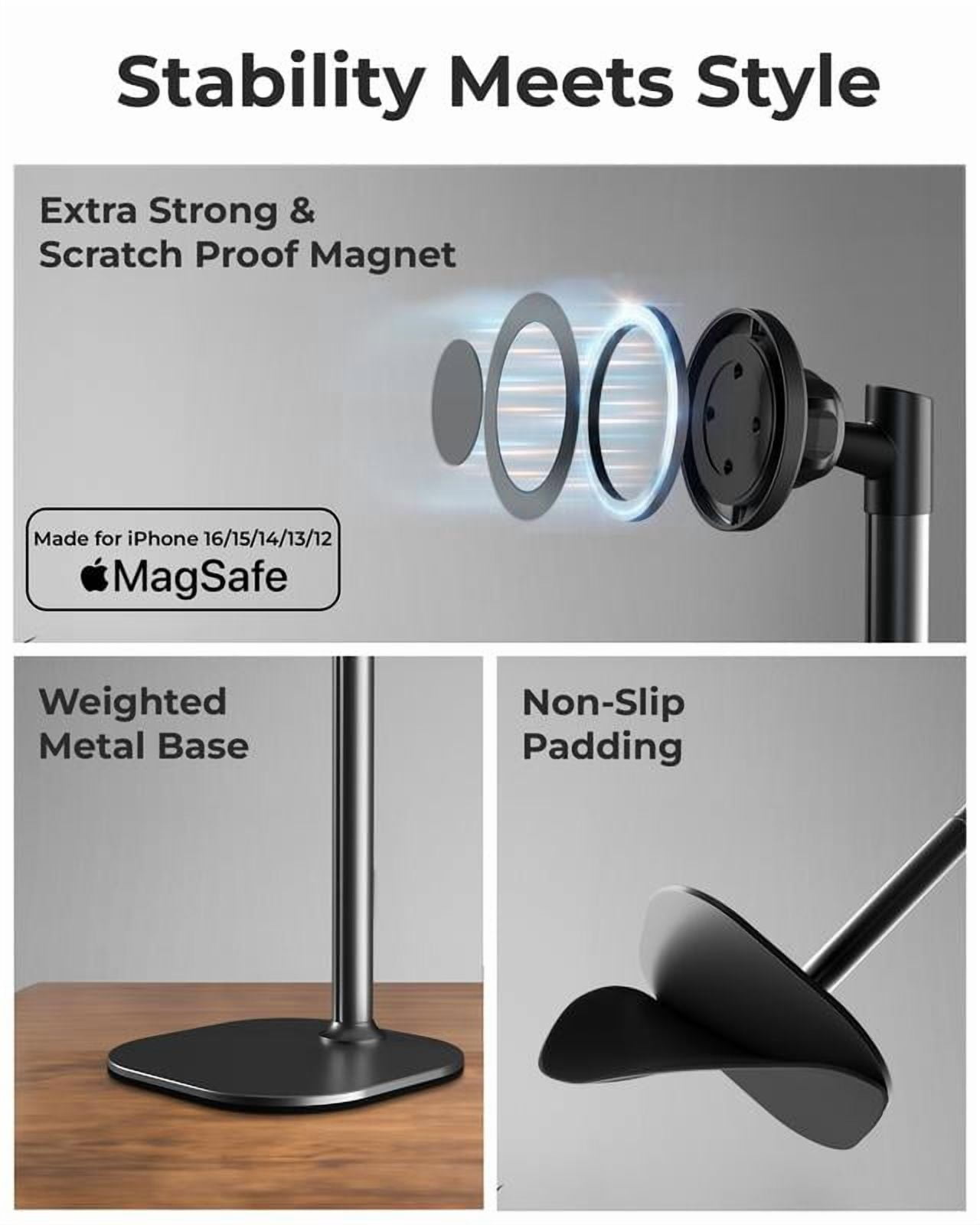 Cooper MagStand - MagSafe Height Adjustable iPhone Holder for Desk, MagSafe Cellphone Mount for iPhone 17/16/15/14/13/12, Strong Magnetic Cell Phone Stand