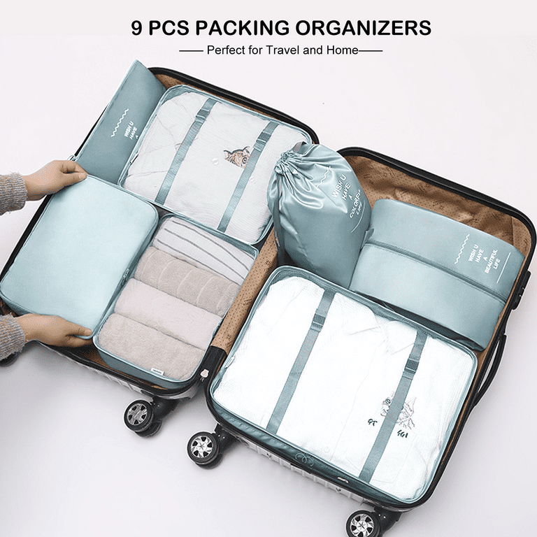 Yamyone 9 PCS Packing Cubes for Travel,Travel Packing Cubes Lightweight  Suitcase Organizer Bags Set Luggage Packing Organizers for Travel  Accessories