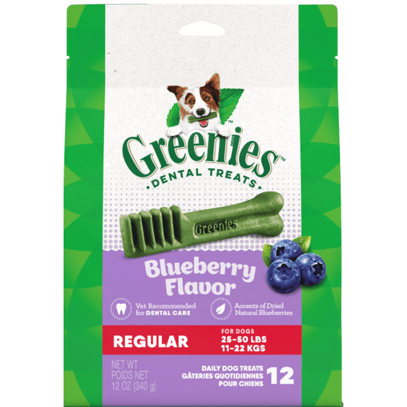 Greenies™ Adult Regular Dog Dental Treats - Natural, Oral Health, Blueberry, 12 oz