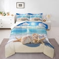 thumbnail image 6 of Erosebridal Dreamy Coastal Comforter Sets Twin Size, Seashell Beach Comforters & Duvets, Ocean Theme Reversible Duvet Insert, Ultra Soft Bedroom Decorative, 2pcs, 6 of 8