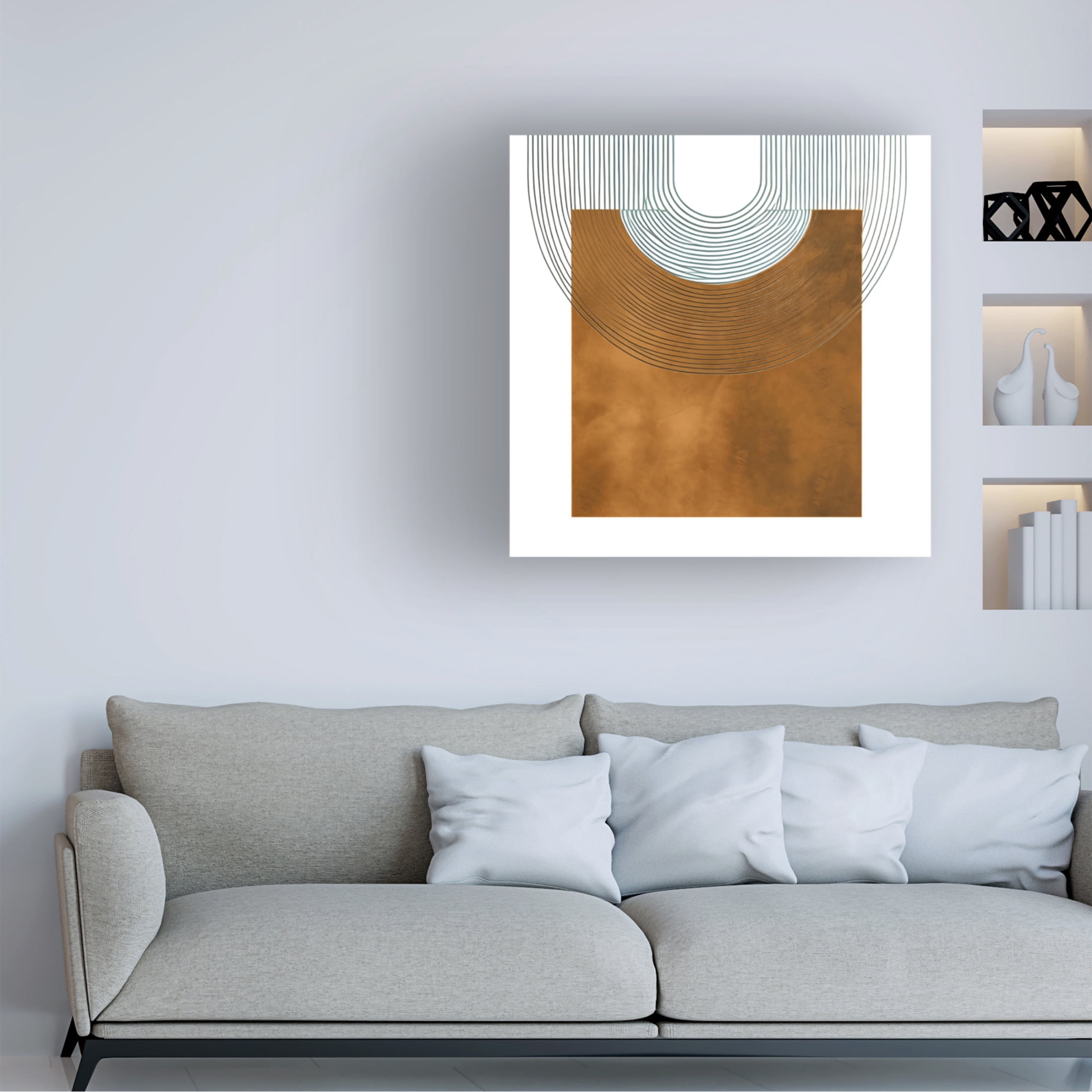 Canvas Wall Art - Ray Heere 'Mid Century Abstract Painting 7' Wall Art for Living Room, Bedroom, or Office Décor by Trademark Fine Art - 14 x 14 Inches