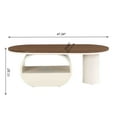 thumbnail image 6 of Oval Coffee Table with Drawer, 47.24" Modern Coffee Table with Bottom Shelf and Adjustable Feet, Accent Center Table for Living Room, Apartment, Office, Antique and Brown, 6 of 6