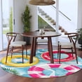 thumbnail image 3 of Round Rugs 5Ft, Summer Blue Pool Round Area Rug Washable Indoor Throw Carpet, Ocean Beach Swimming Ring Vintage Soft Non Slip Circle Rug for Cabinet Bathroom Home Decor Aesthetic, 3 of 8