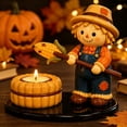 thumbnail image 4 of 🌾 Halloween Scarecrow Campfire Candle Holder, Fall Tealight Holder with Scarecrow Figurine, Resin Candle Holder Halloween Table Decor for Mantel Shelf Coffee Bar, 4 of 4