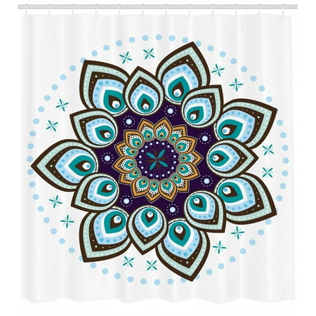 Mandala Shower Curtain Boho Lotus Flower Stylized Microcosm Motif