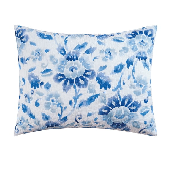 20" x 26" Sasha Blue Floral Cotton Standard Sham - Machine Washable
