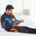 thumbnail image 6 of Salouo Red And Blue Fire Dragon C Print Button-Front Long Sleeve Pajama Set for Men, Soft 2Pjs Men's Long Sleeve Sleepwear-X-Large, 6 of 7