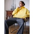 thumbnail image 5 of Women'S Sweater Thick Long Sleeve Knit Pullover High-Low Hem Fashion Autumn and Winter Basic Pullover Top Yellow S, 5 of 8