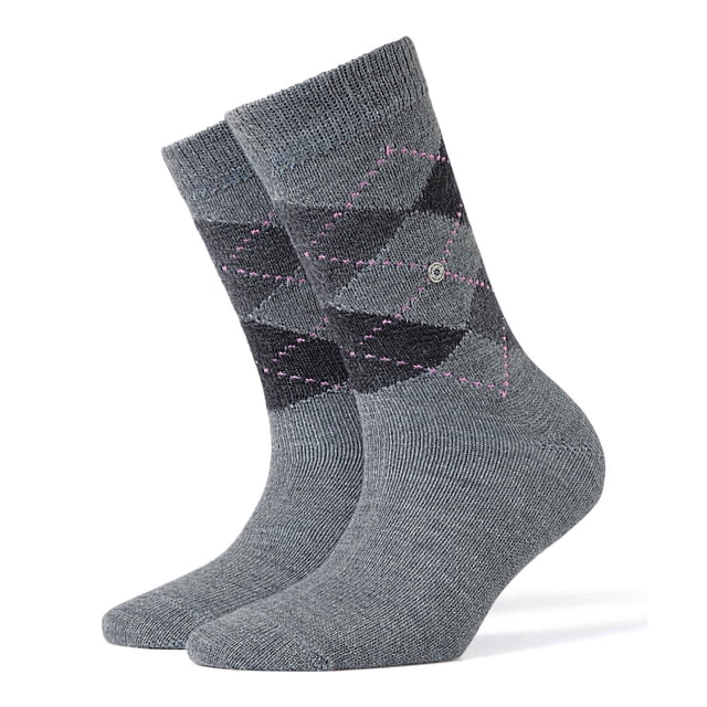 Burlington Women Socks WHITBY - Medias cortas, diseño de diamantes, talla única, 36-41 Gris claro
