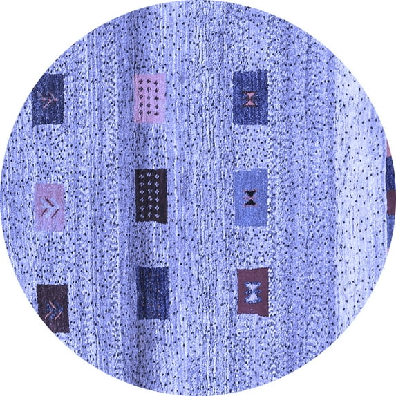 Ahgly Company Machine Washable Indoor Round Abstract Blue Contemporary Area Rugs, 8' Round