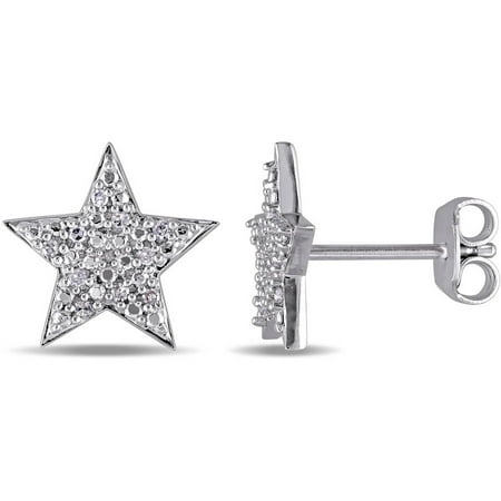 Miabella 1/10 Carat T.W. Diamond Sterling Silver Star Stud Earrings
