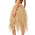 thumbnail image 5 of NAISIBABY Girls Tulle Midi Skirt, High Waisted Summer Casual Mesh Tiered Party Dance Maxi Skirt Beige 4T, 5 of 6