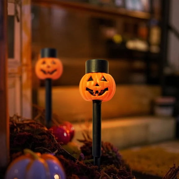 Light Up Halloween Decorations 12 Inch Outdoor Solar Pumpkin Stake Light Solar Powered Halloween Decorations for Yard Lawn and Garden Single Pack