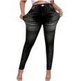 thumbnail image 3 of UVEASISHA Jean Look Leggings for Women High Waisted Casual Skinny Pants Buttery Soft Stretch Jeggings Black L, 3 of 8