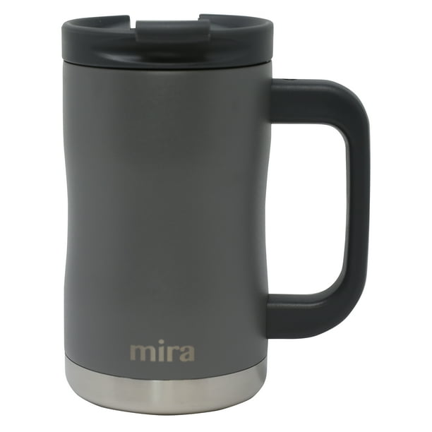 MIRA 14oz Coffee Mug with Handle & Screw On Lid, Stainless Steel Vacuum