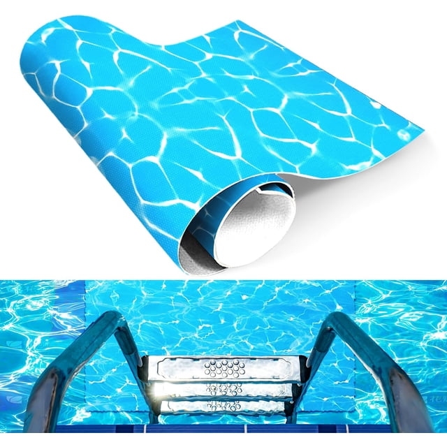 36" X36" Swimming Pool Ladder Mat Non-Slip PVC Non-Slip Protective Step Pad for Above Ground Pools Heavy Duty Pool Liner Protection Safety Texture for Steps Stairs